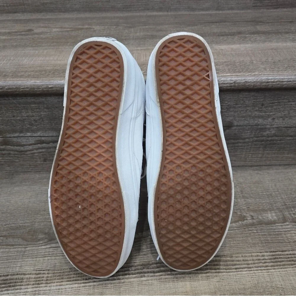 VANS White leather skate shoe tennis shoe  men's size 10 - Picture 4 of 6